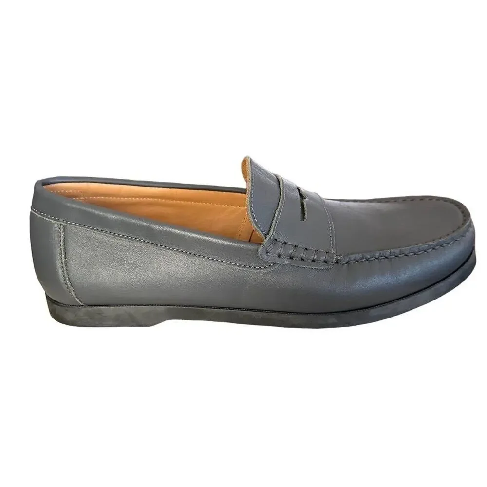 Hugs and Co Men's Gray Leather Loafers Size 12 Casual Shoes penny loafers - Picture 4 of 12
